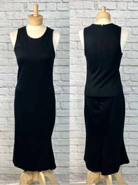 L’AGENGE Classic Sleeveless Black Midi Dress Size L